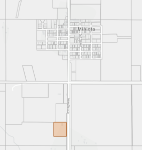 Image of the map of the subject property location south of Miniota, MB