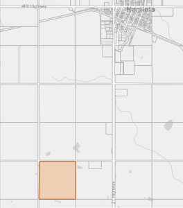 Map of the subject property in relation to the town of Hamiota